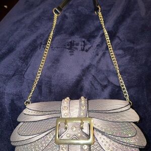 Elegant Gray Women's Bag with Gold Accents